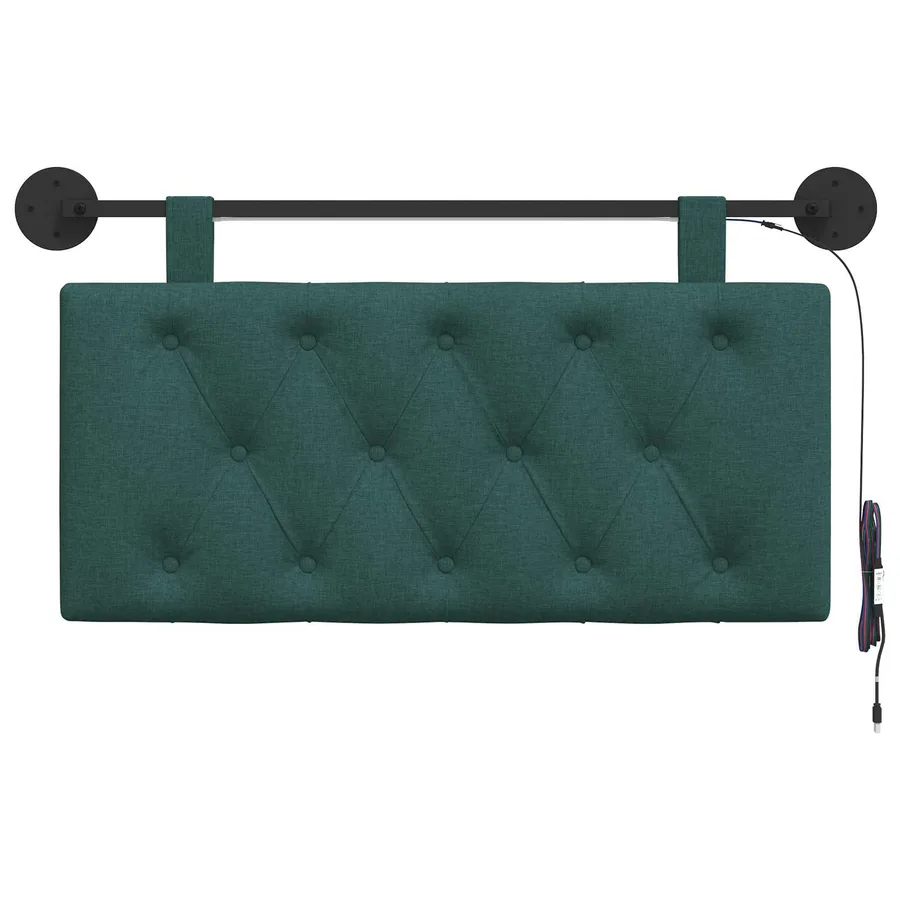 Tête de lit suspendue Avec lumière LED Vert foncé Tissu - 6