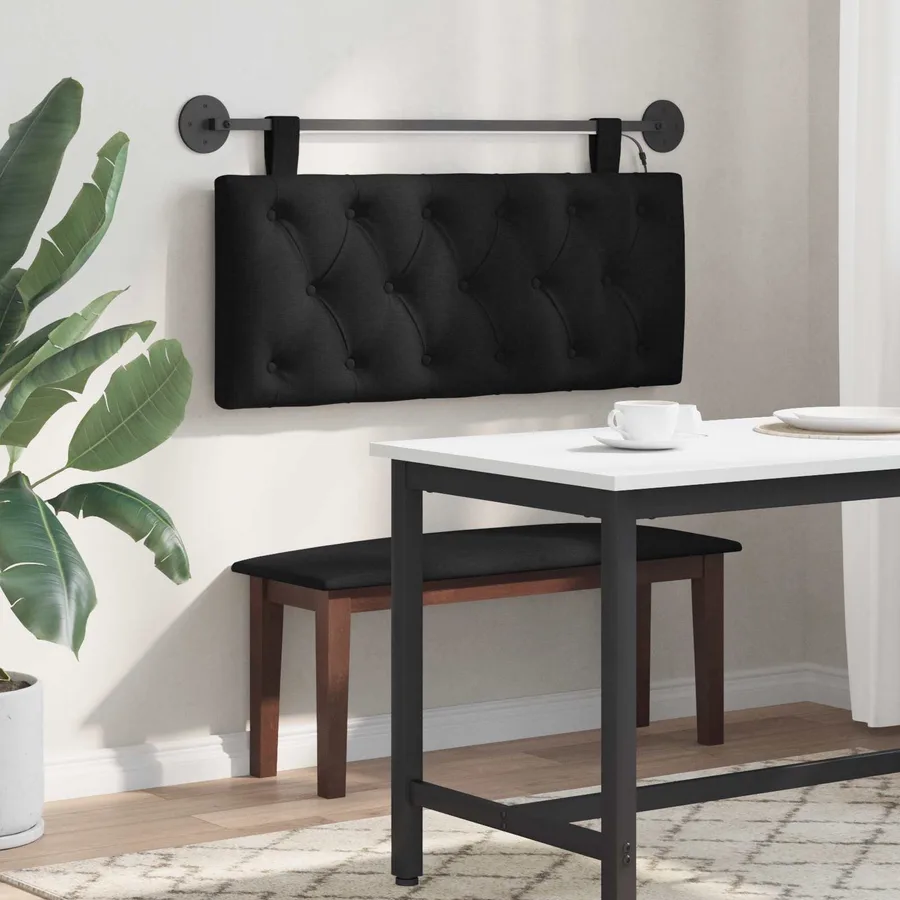 Tête de lit suspendue Avec lumière LED Noir Tissu - 4