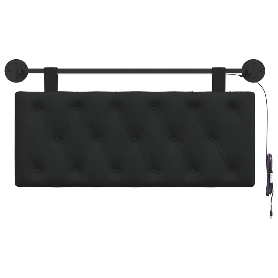 Tête de lit suspendue Avec lumière LED Noir Tissu - 6