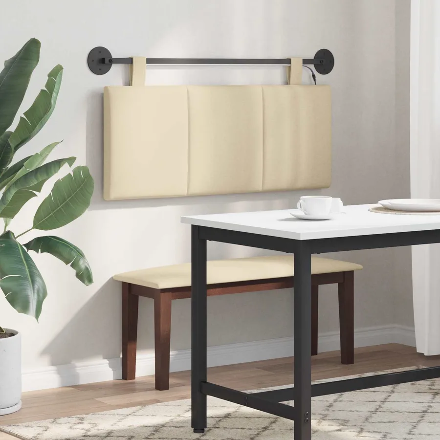 Tête de lit suspendue Avec lumière LED Crème Tissu - 4