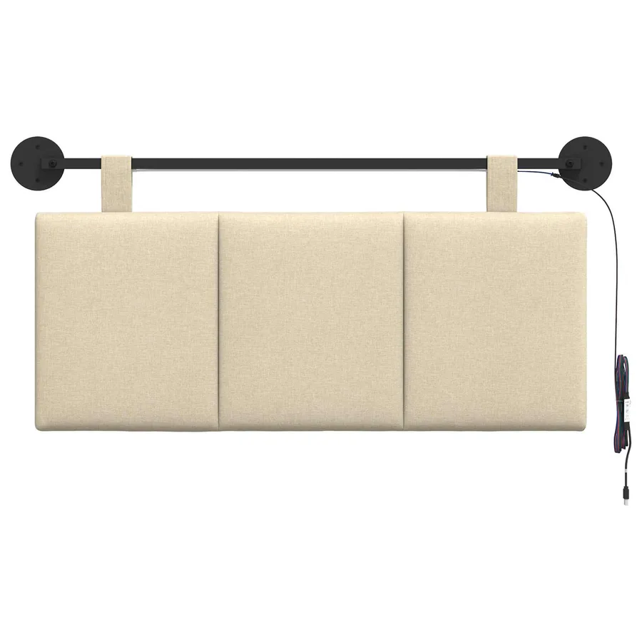 Tête de lit suspendue Avec lumière LED Crème Tissu - 6