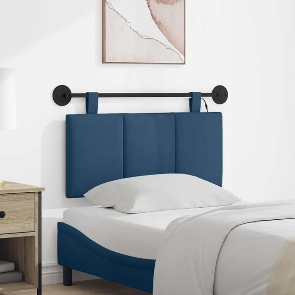 Tête de lit suspendue Avec lumière LED Bleu Tissu