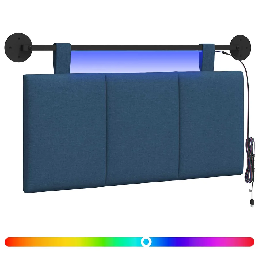 Tête de lit suspendue Avec lumière LED Bleu Tissu - 2