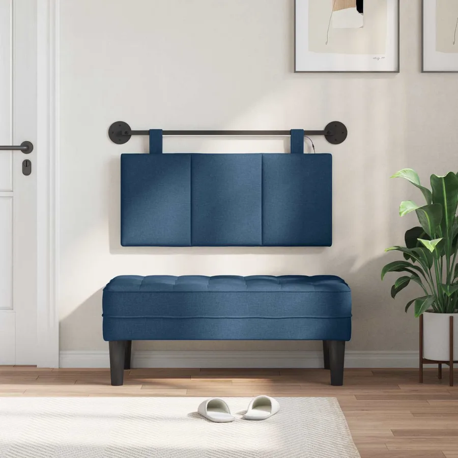 Tête de lit suspendue Avec lumière LED Bleu Tissu - 3