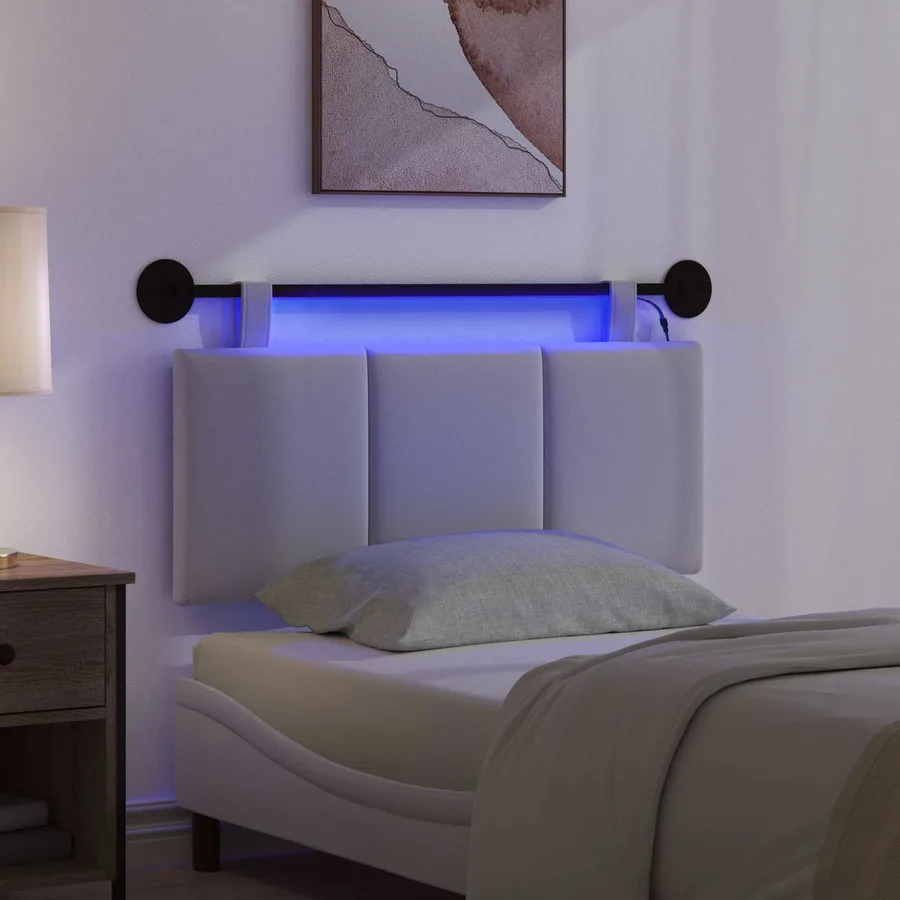 Tête de lit suspendue Avec lumière LED Blanc Tissu - 5