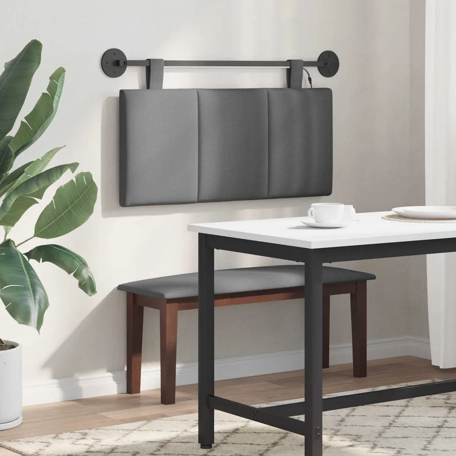 Tête de lit suspendue Avec lumière LED Gris foncé Tissu - 4