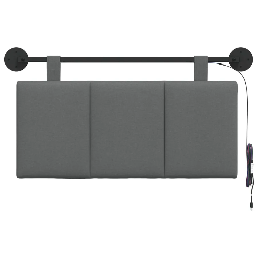Tête de lit suspendue Avec lumière LED Gris foncé Tissu - 6
