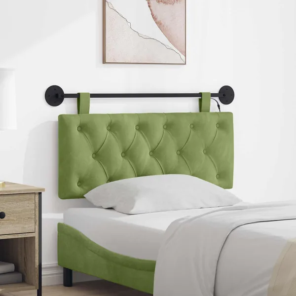 Tête de lit suspendue Avec lumière LED Vert clair Velours