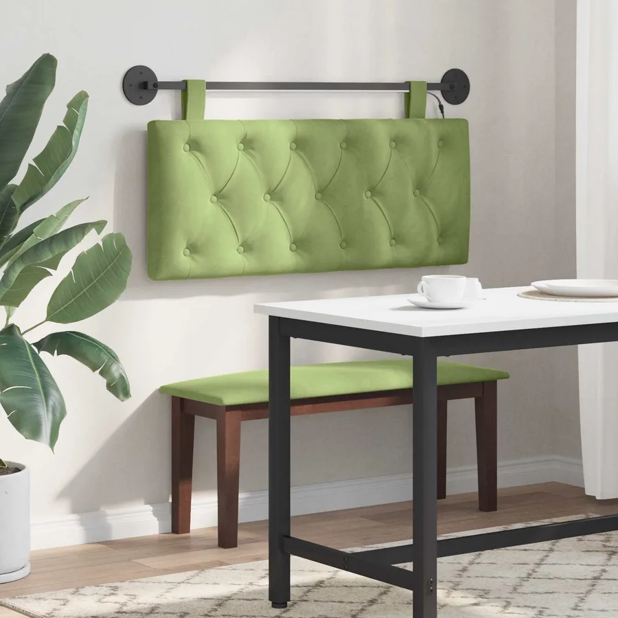 Tête de lit suspendue Avec lumière LED Vert clair Velours - 4