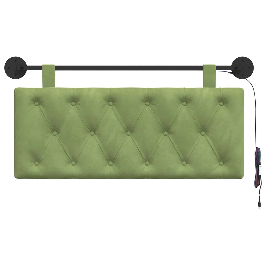 Tête de lit suspendue Avec lumière LED Vert clair Velours - 6
