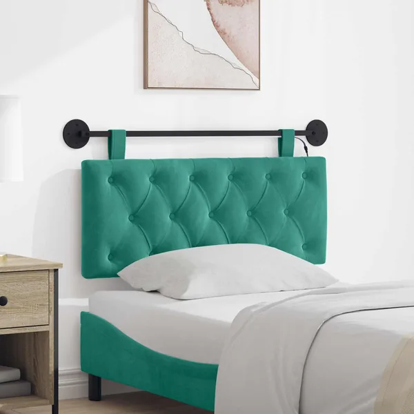 Tête de lit suspendue Avec lumière LED Turquoise Velours