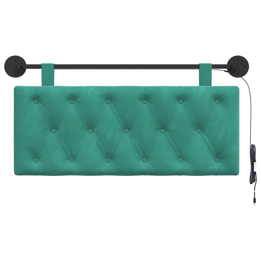 Tête de lit suspendue Avec lumière LED Turquoise Velours - 6