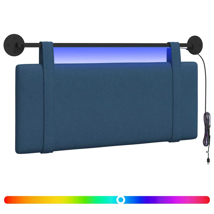 Tête de lit suspendue Avec lumière LED Bleu Tissu - 2
