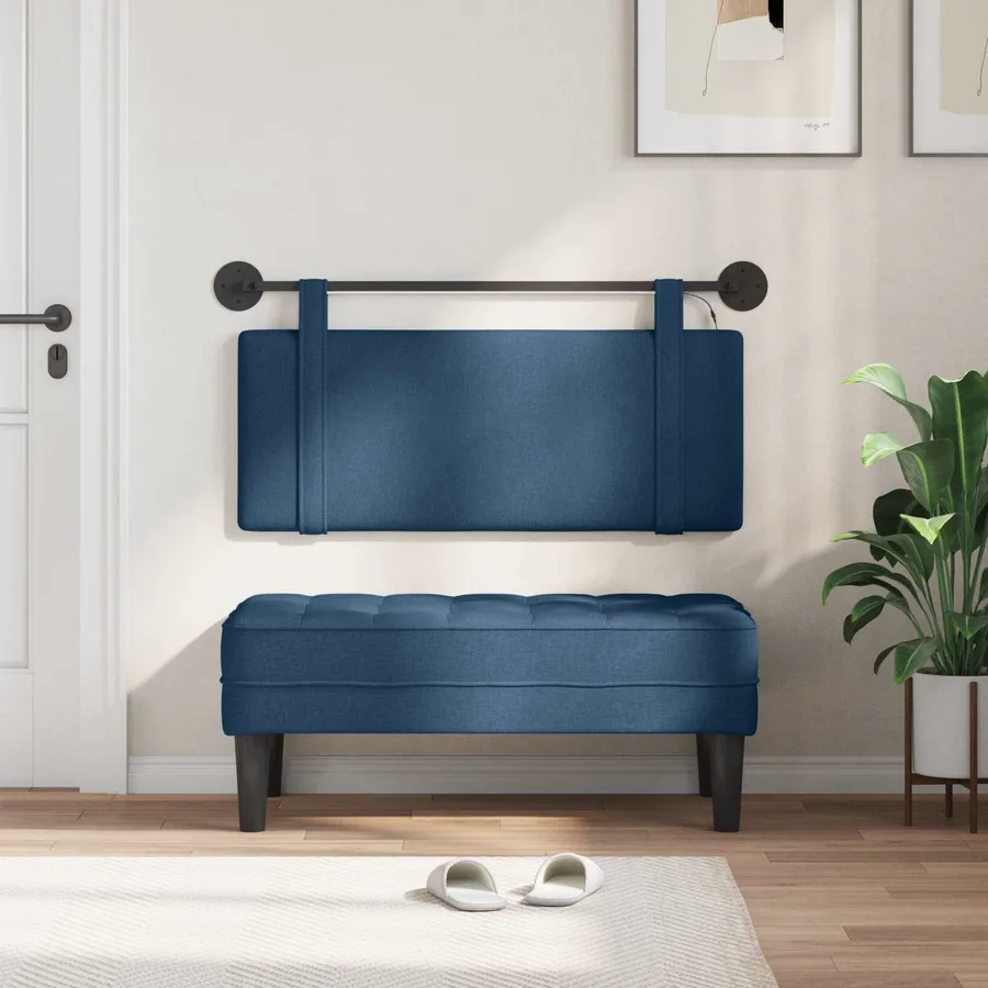 Tête de lit suspendue Avec lumière LED Bleu Tissu - 3