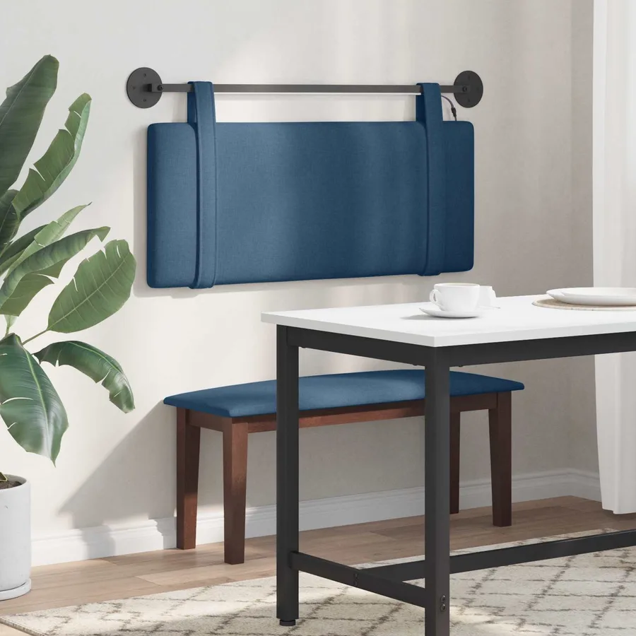 Tête de lit suspendue Avec lumière LED Bleu Tissu - 4