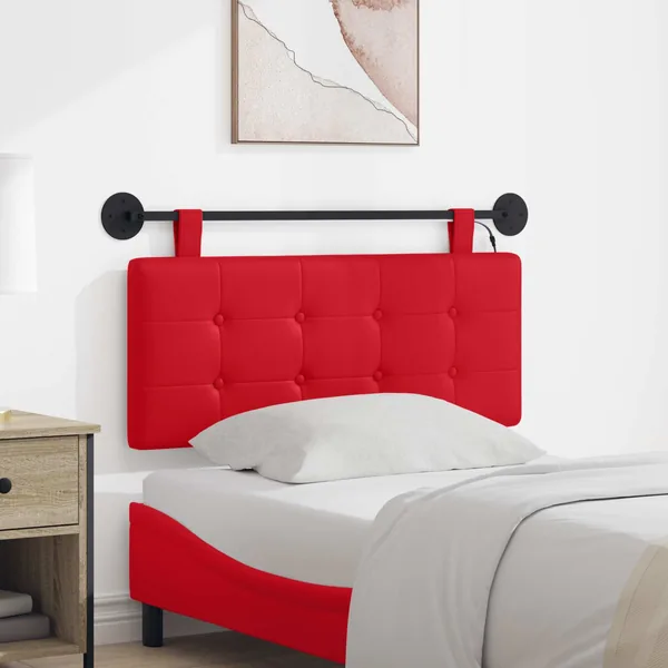 Tête de lit suspendue Avec lumière LED Rouge Simili cuir