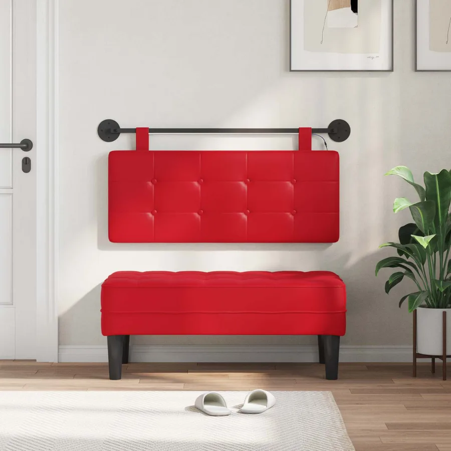 Tête de lit suspendue Avec lumière LED Rouge Simili cuir - 3