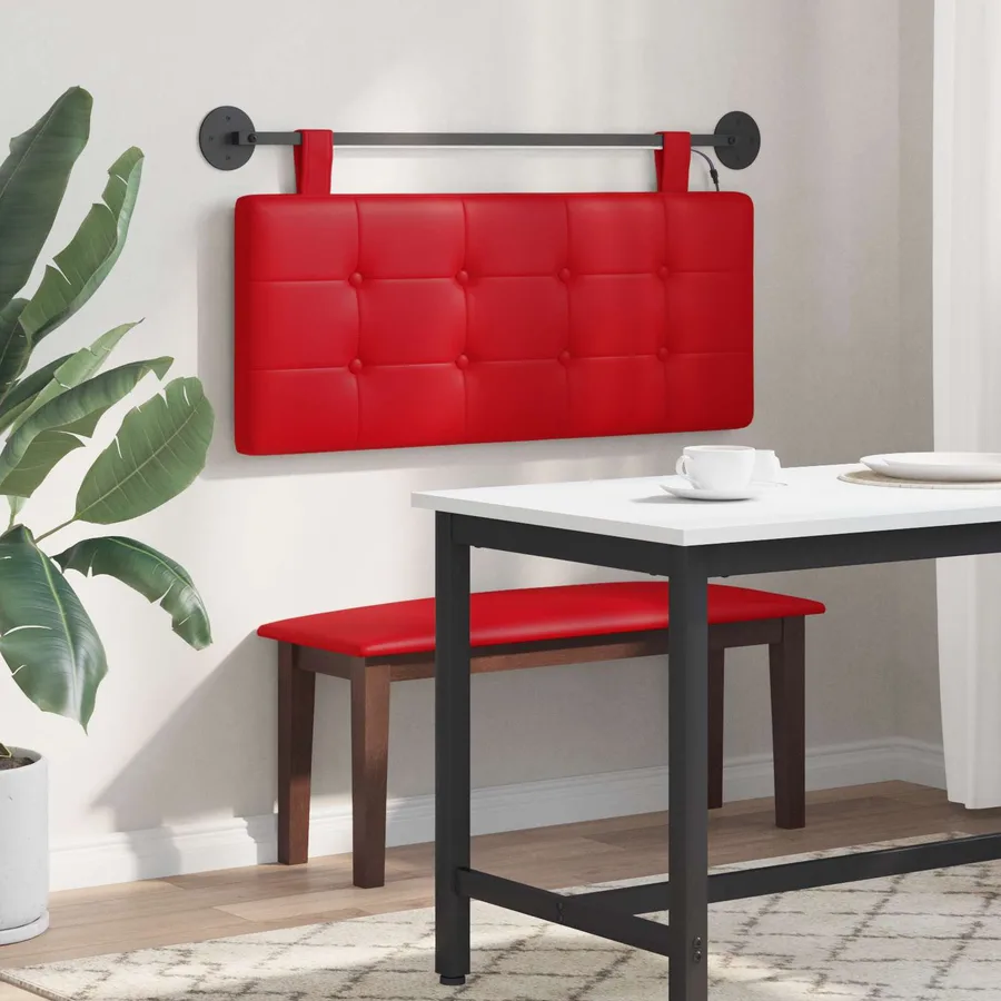 Tête de lit suspendue Avec lumière LED Rouge Simili cuir - 4