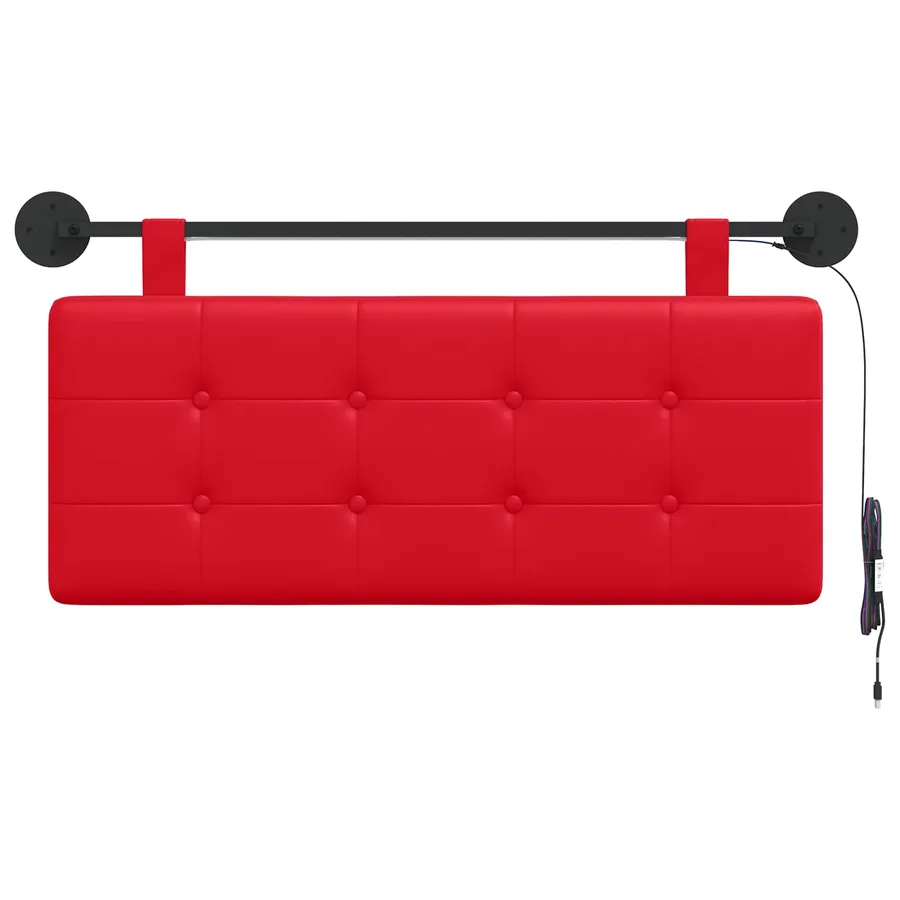 Tête de lit suspendue Avec lumière LED Rouge Simili cuir - 6