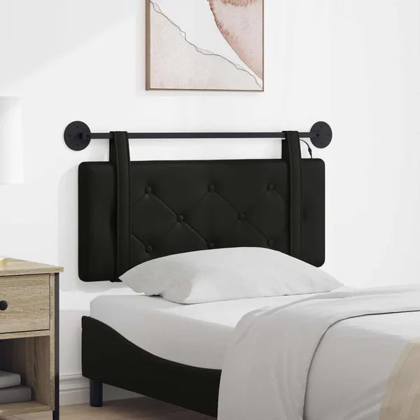 Tête de lit suspendue Avec lumière LED Noir Simili cuir