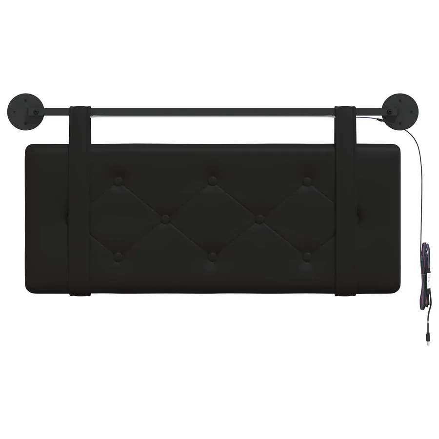 Tête de lit suspendue Avec lumière LED Noir Simili cuir - 6