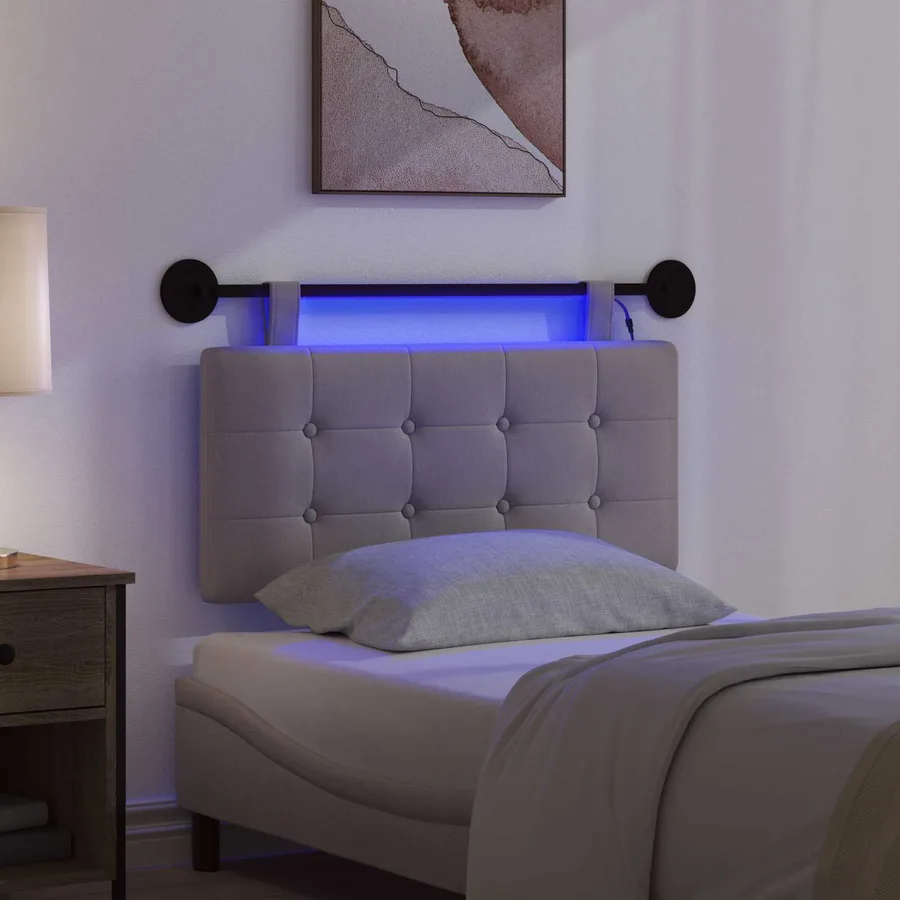 Tête de lit suspendue Avec lumière LED Taupe Tissu - 5