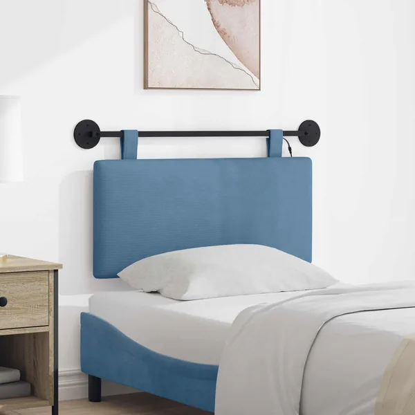 Tête de lit suspendue Bleu Tissu en velours côtelé