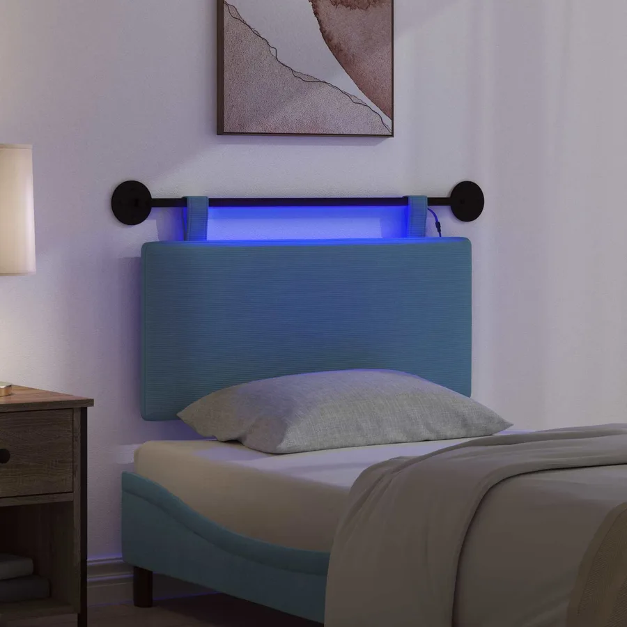 Tête de lit suspendue Bleu Tissu en velours côtelé - 5