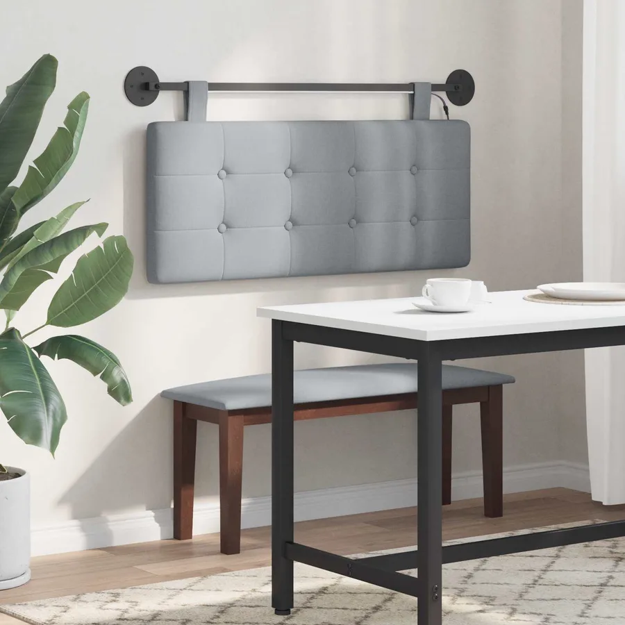 Tête de lit suspendue Avec lumière LED Gris clair Tissu - 4