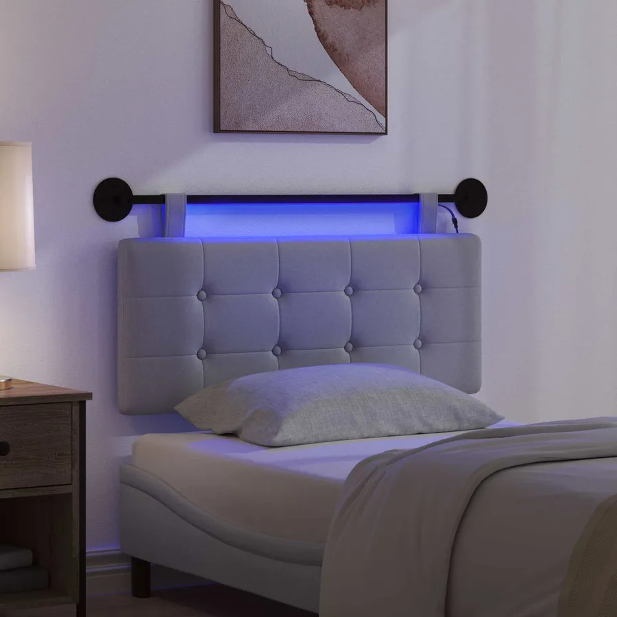 Tête de lit suspendue Avec lumière LED Gris clair Tissu - 5