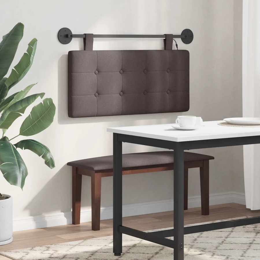 Tête de lit suspendue Avec lumière LED Marron foncé Tissu - 4