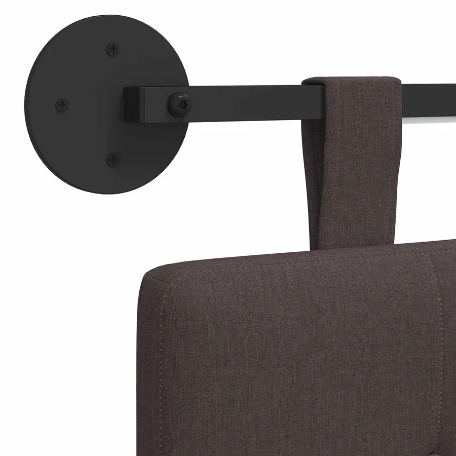 Tête de lit suspendue Avec lumière LED Marron foncé Tissu - 8