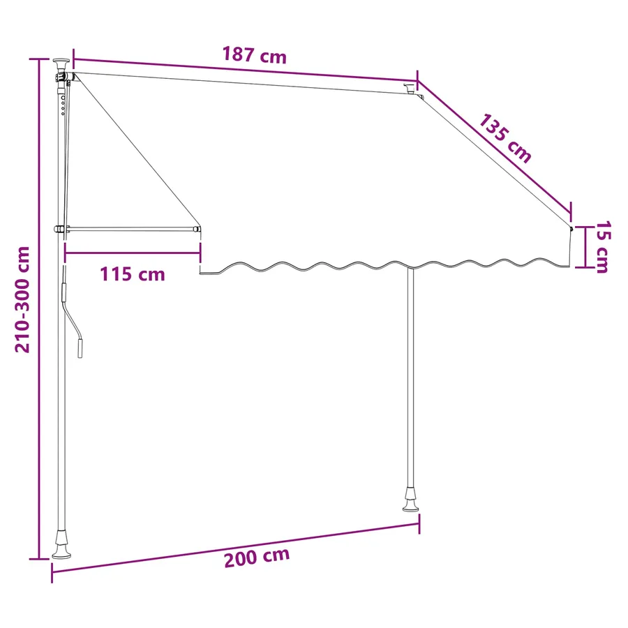 Auvent rétractable manuel Multicolore 200 x 115 x 300 cm - 7