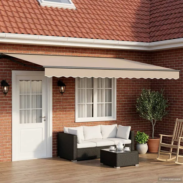 Auvent rétractable électrique Beige et Anthracite 4 × 3,5 m