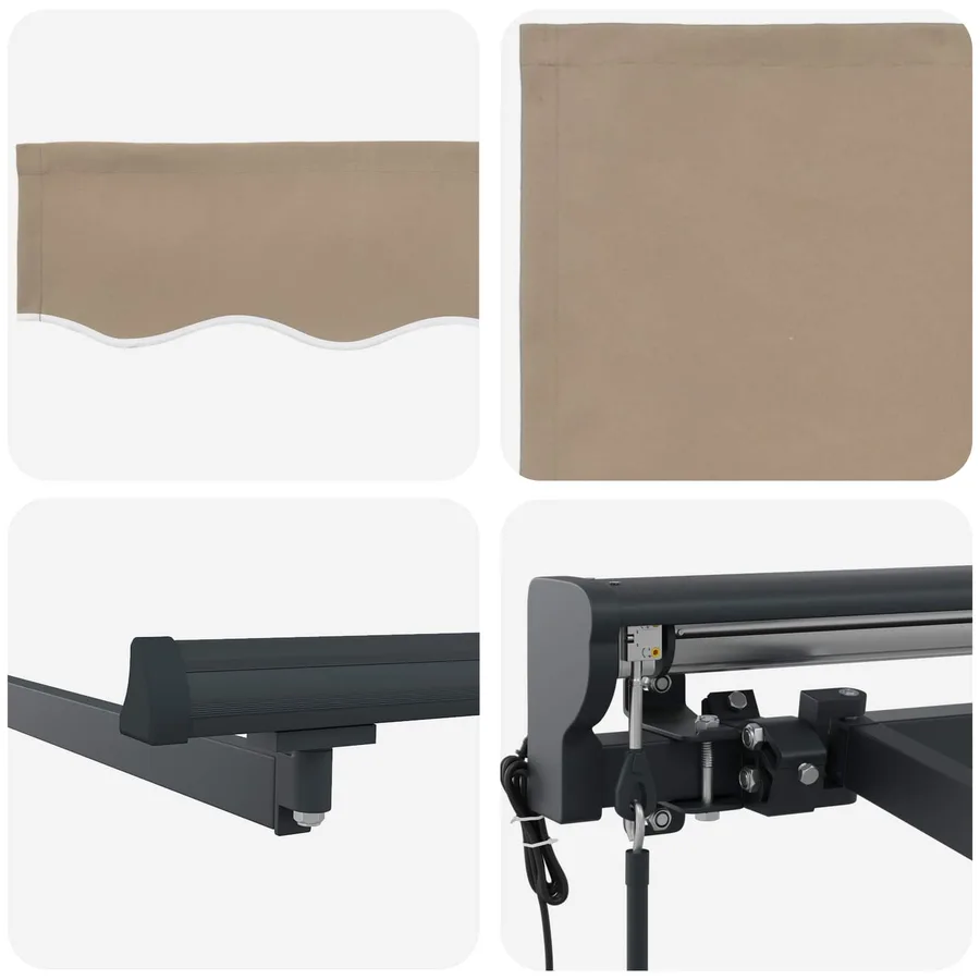 Auvent rétractable électrique Beige et Anthracite 4 × 3,5 m - 7