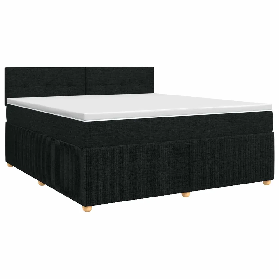 Lit boxspring avec matelas Noir 160 x 200 cm Tissu