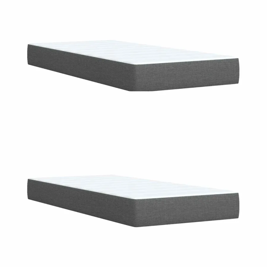 Lit boxspring avec matelas Gris foncé 200 x 200 cm Tissu - 5