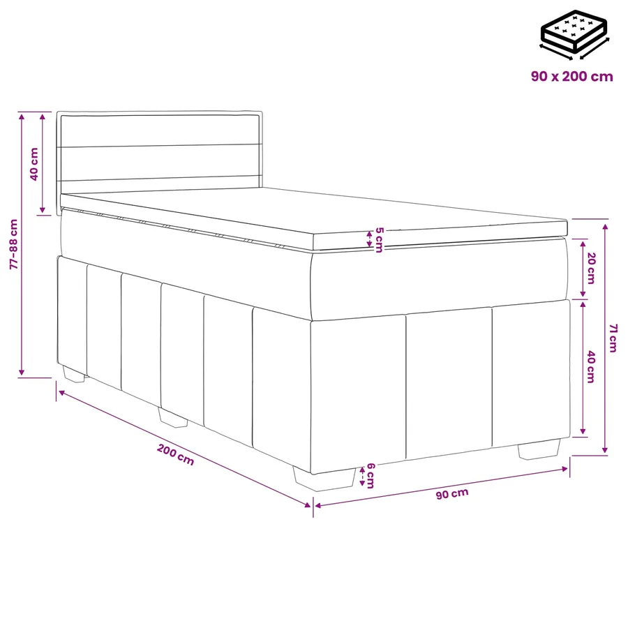 Lit boxspring avec matelas Crème 90 x 200 cm Tissu - 11