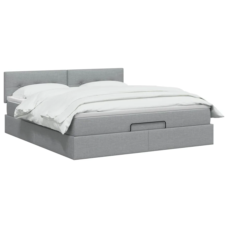 Lit ottoman avec matelas Gris clair 160 x 200 cm Tissu - 2