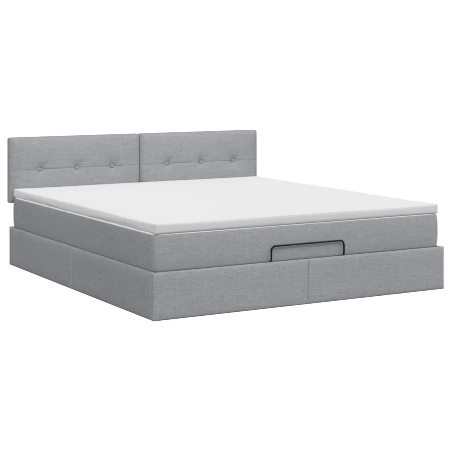 Lit ottoman avec matelas Gris clair 160 x 200 cm Tissu - 4