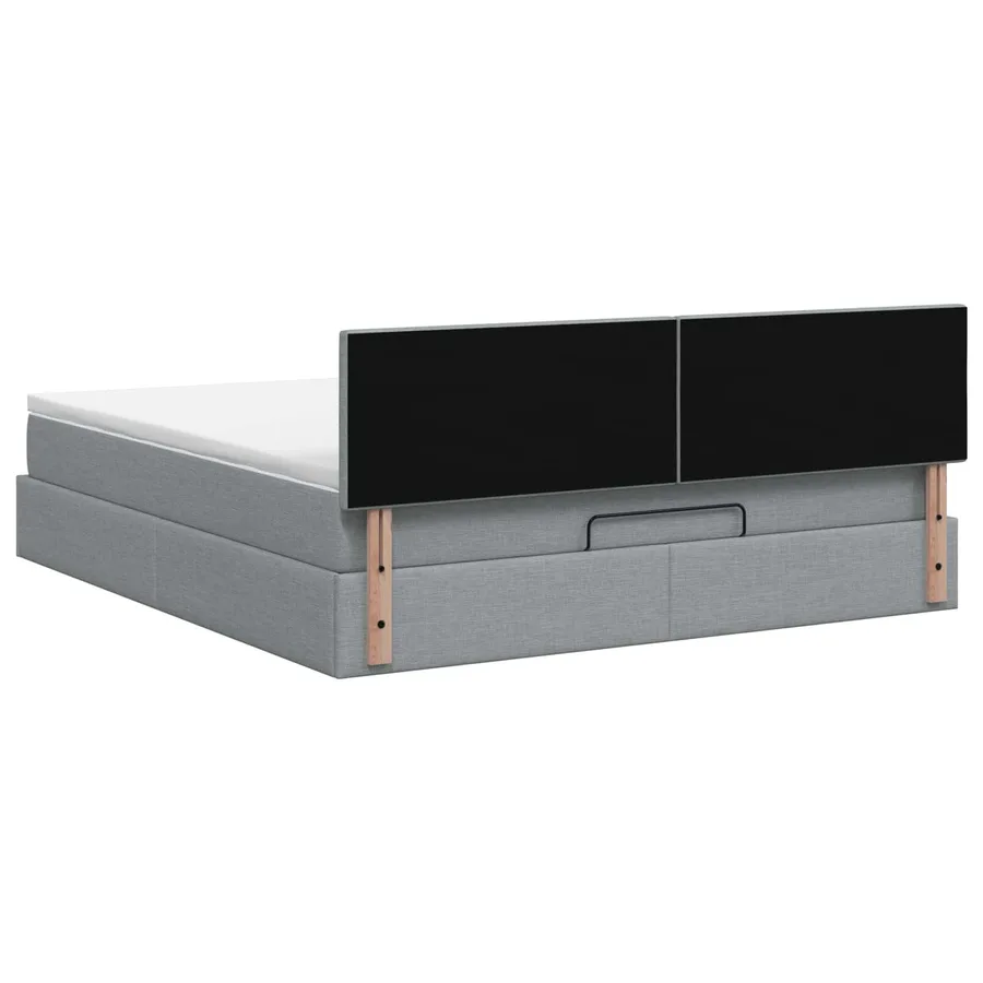 Lit ottoman avec matelas Gris clair 160 x 200 cm Tissu - 8