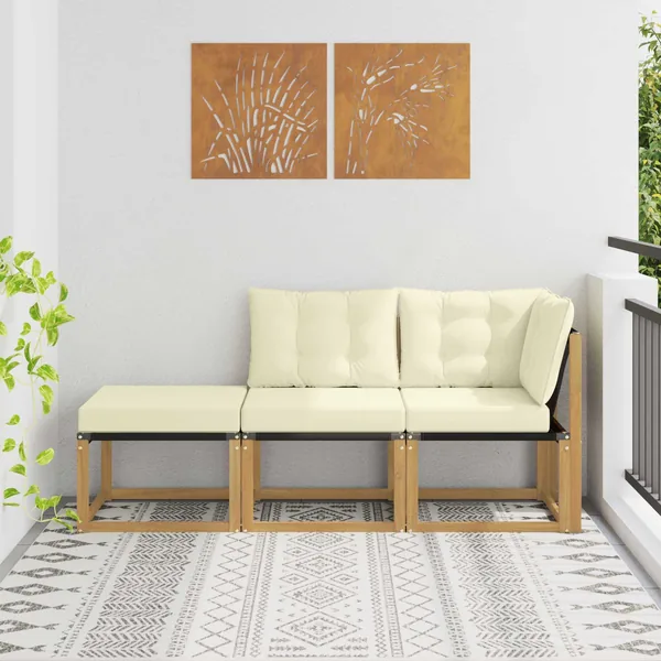 Unité de canapé sectionnel avec coussin 3 Pièce Blanc