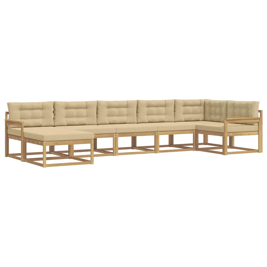 Ensemble de canapés d'extérieur 7 pcs Blanc et Beige - 2