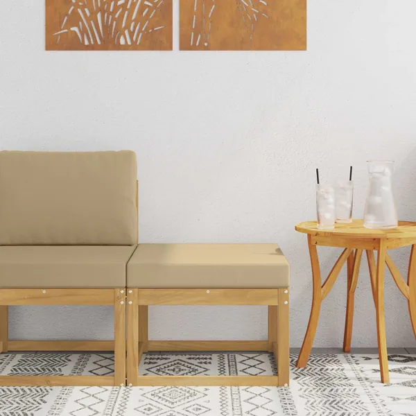 Hocker d'extérieur Bois d'Acacia Massif Blanc