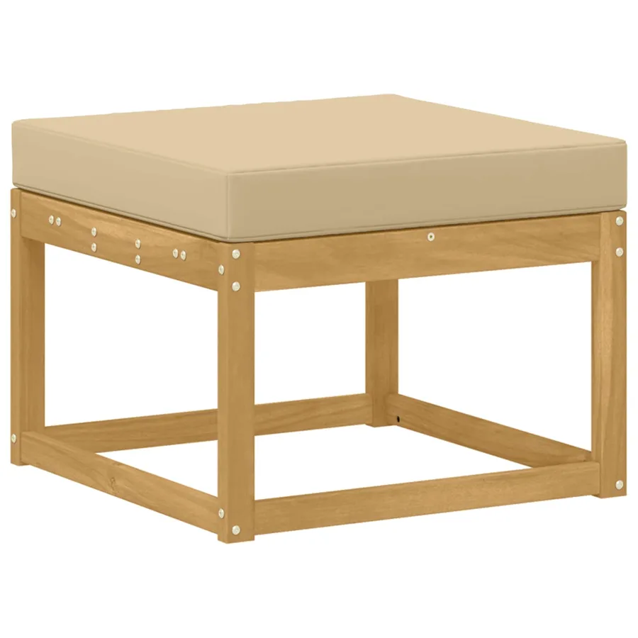 Hocker d'extérieur Bois d'Acacia Massif Blanc - 2