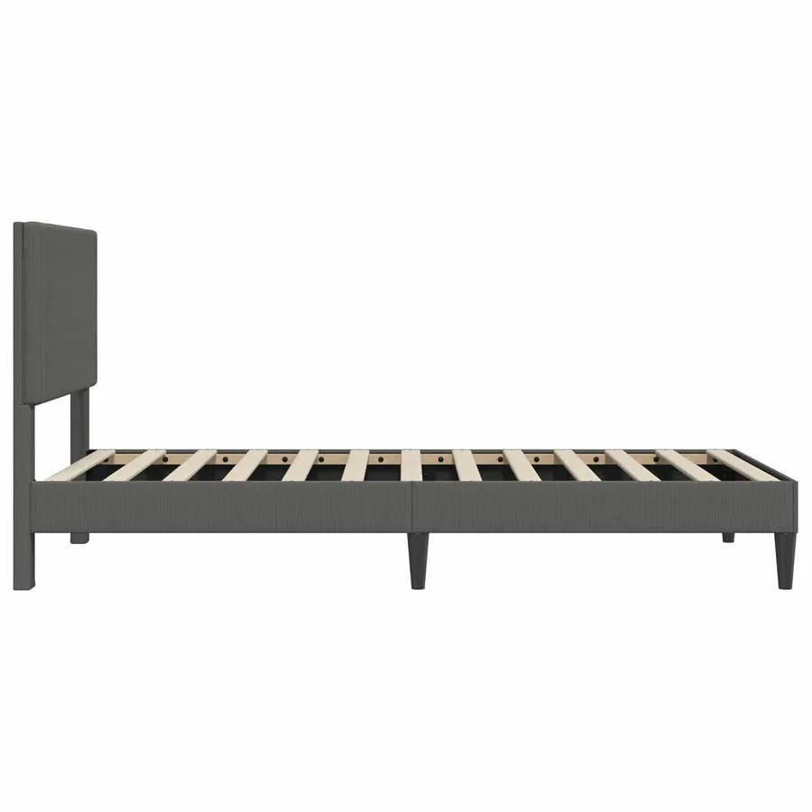 Cadre de lit Gris foncé 90 x 200 cm Tissu en velours côtelé - 5