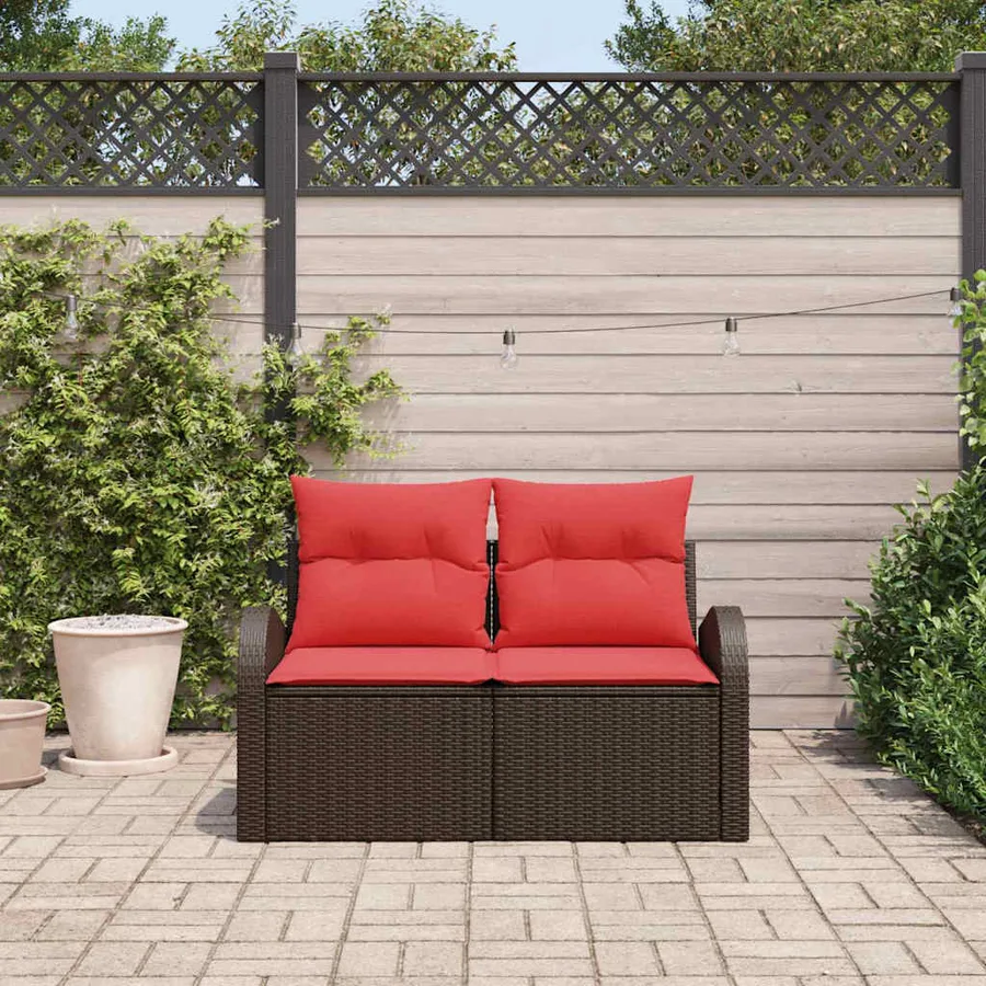Canapé de jardin Marron 124 x 62 x 85cm polyrotin - 3