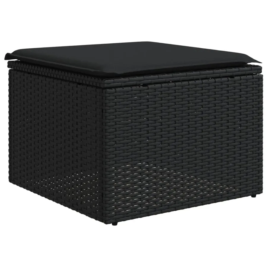 Salon de jardin 5 pcs avec coussins noir résine tressée - 5
