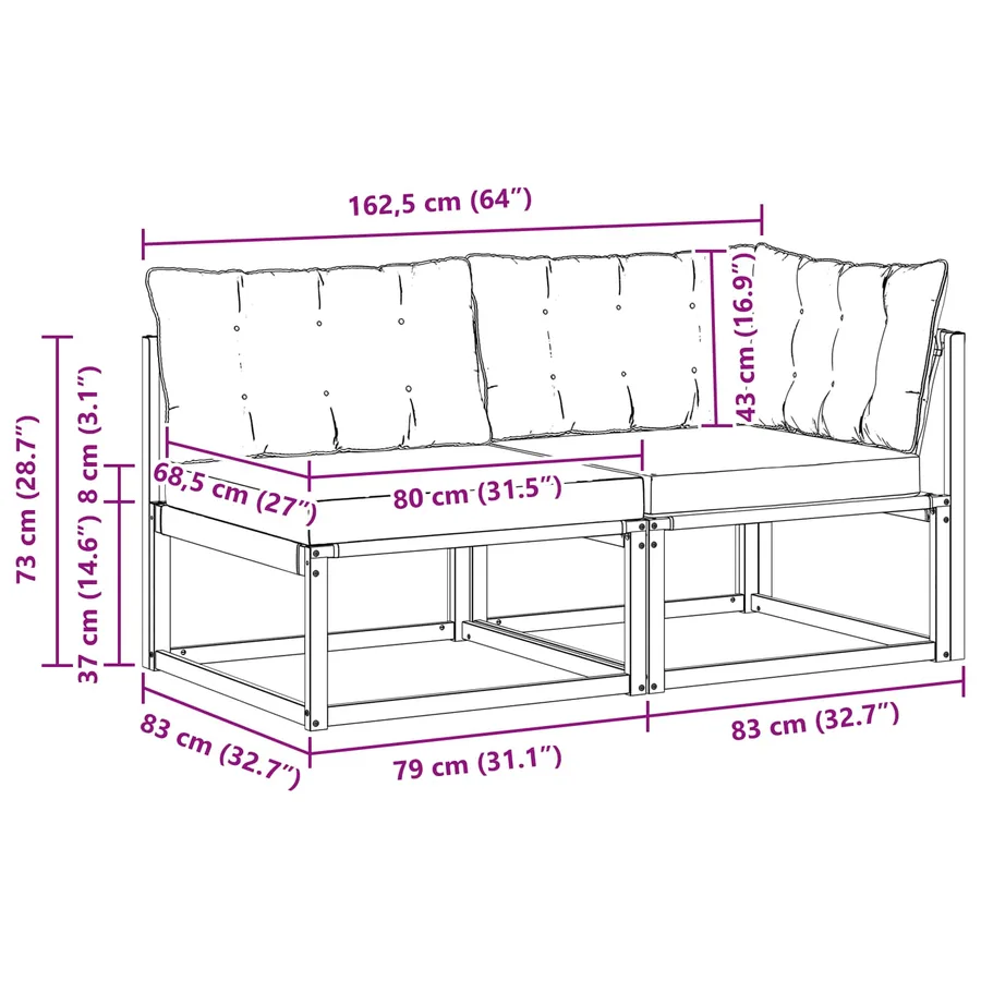 Unité de canapé sectionnel Blanc 162,5 x 83 x 73 cm - 10