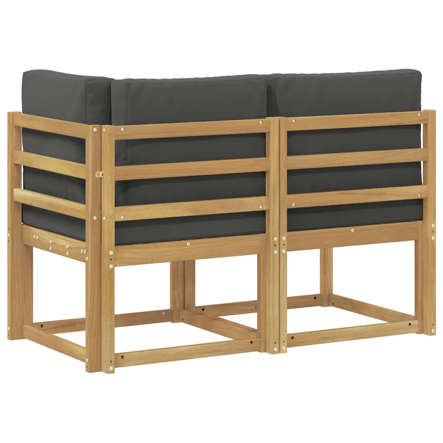 Canapé d’extérieur milieu et coin avec coussin 2 Pièce Blanc - 5